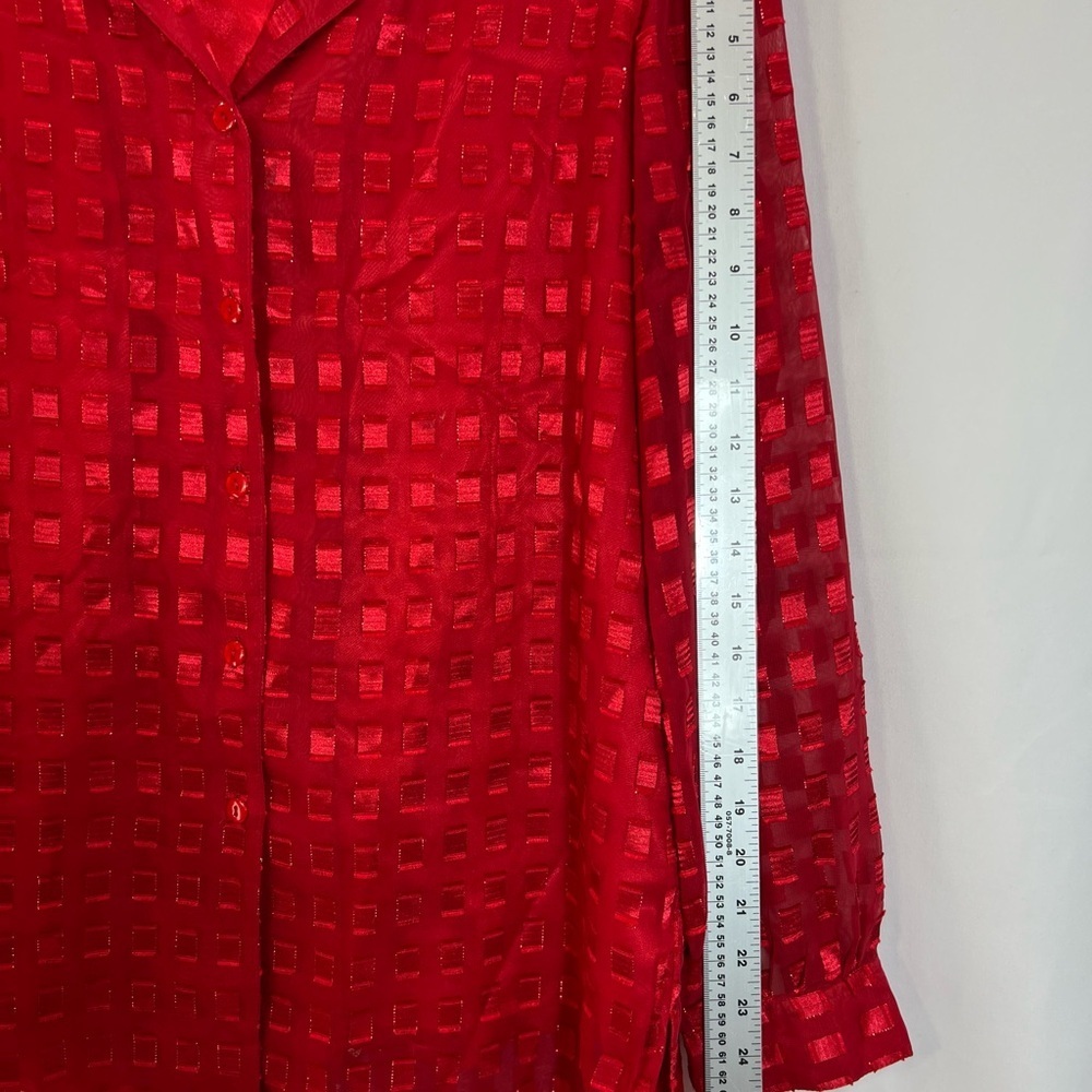 Alia Red Sheer Blouse - Picture 8 of 11